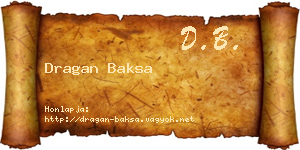 Dragan Baksa névjegykártya